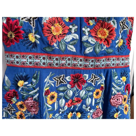 NWT Alice + Olivia Patty Embellished Mini Dress Floral Embroidered Riviera 4 - Picture 7 of 13